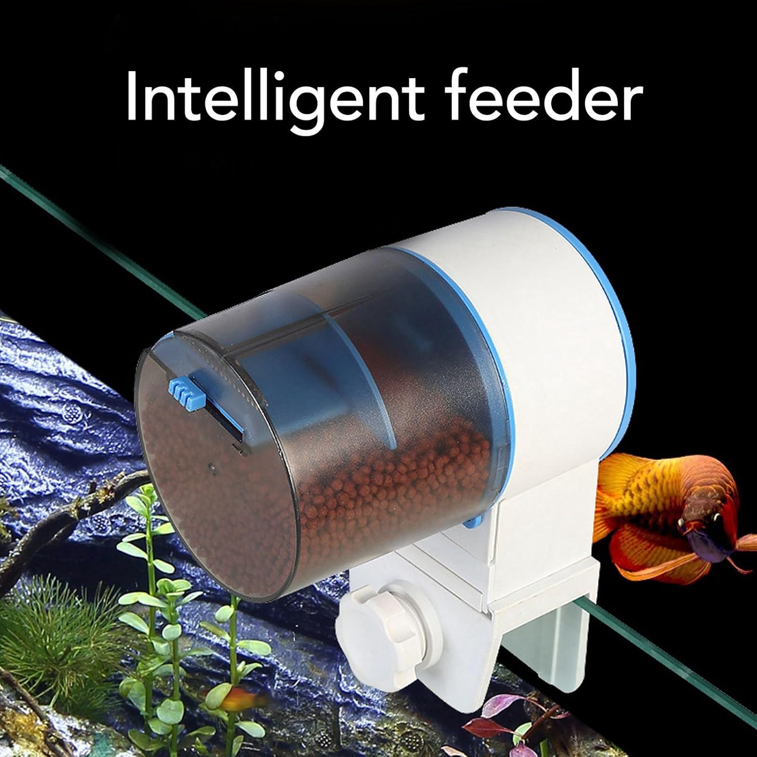 Automatic Fish Food Dispenser, Automatic Fish Feeder, Timer Fish Feeder, Battery Powered Adjustable Timing Intellect Fish Feeder for Fish Tanks Aquariums