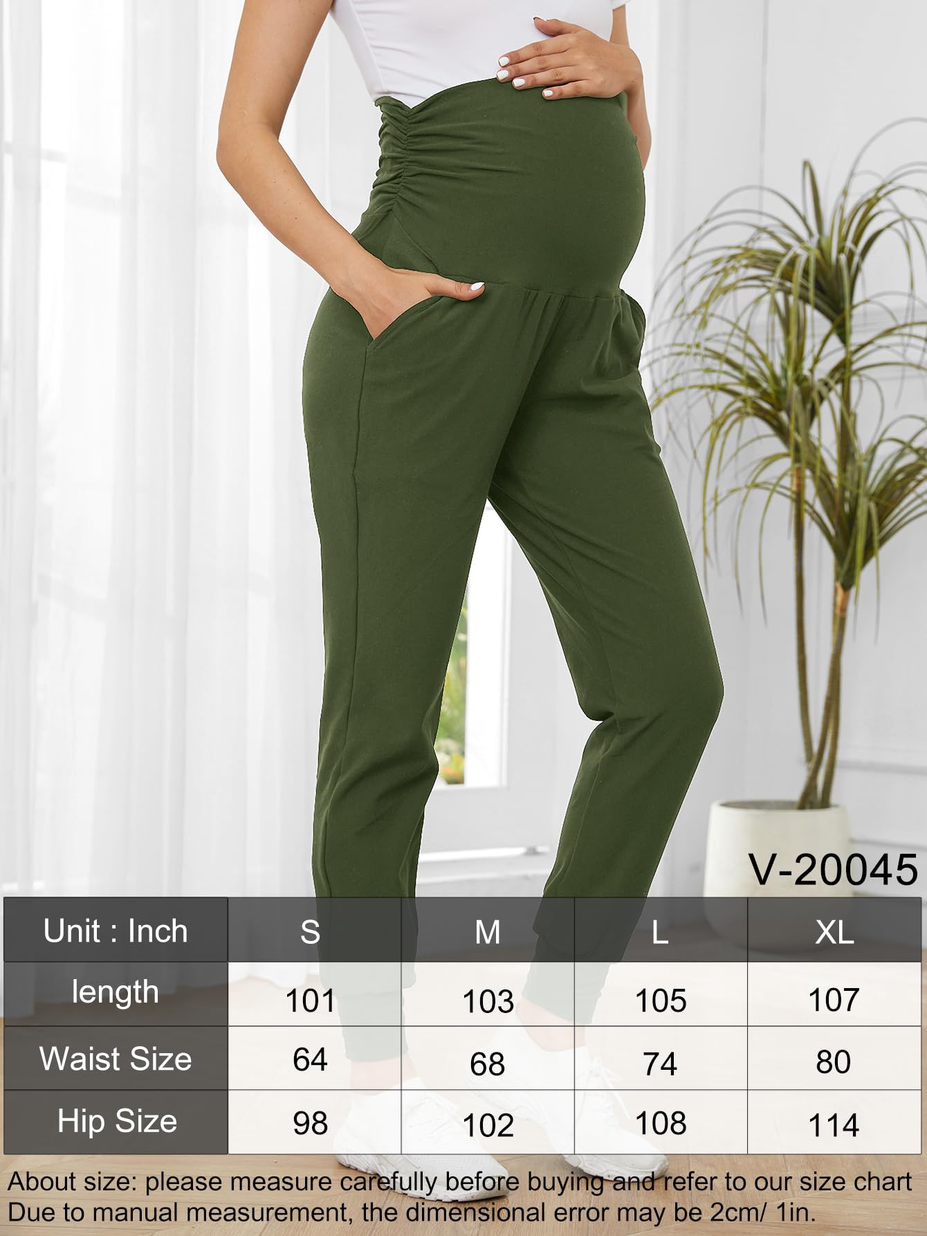PARNIXS Conjunto de dos piezas premamá Basic Stretch Design con bolsillos Leggings suaves para madres activas pantalones de yoga - Ropa todo el año