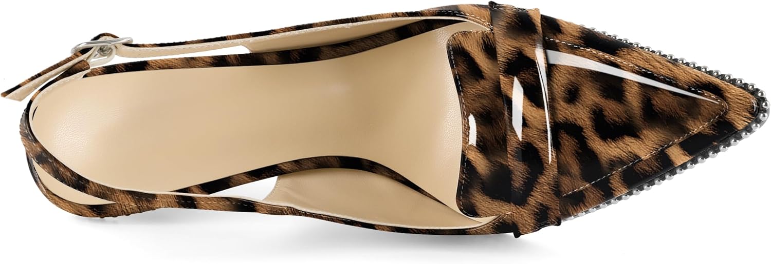 Esvowido Slingback Heels for Women Stilettos Beaded Pointed Toe Shoes Slip On Loafers Pumps High Heel Shoes for Women - Image 6