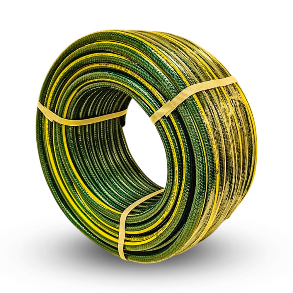 Berry 1/2 Inch 15 Meter Reinforced PVC Garden Hose, Flexible Standard Water Hose for Gardening, Car Washing, Cleaning, and Outdoor Use - Durable, Kink-Free Design