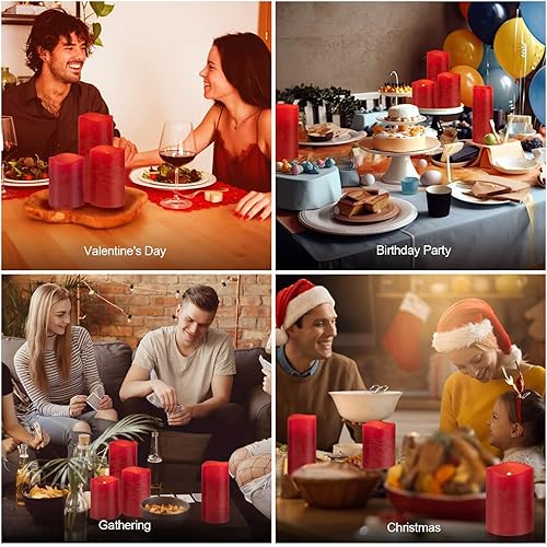 Miniatura 6 de Velas sin llama de vidrio rojo con control remoto y temporizador, velas sin llama LED, velas de vidrio sin llama con pilas