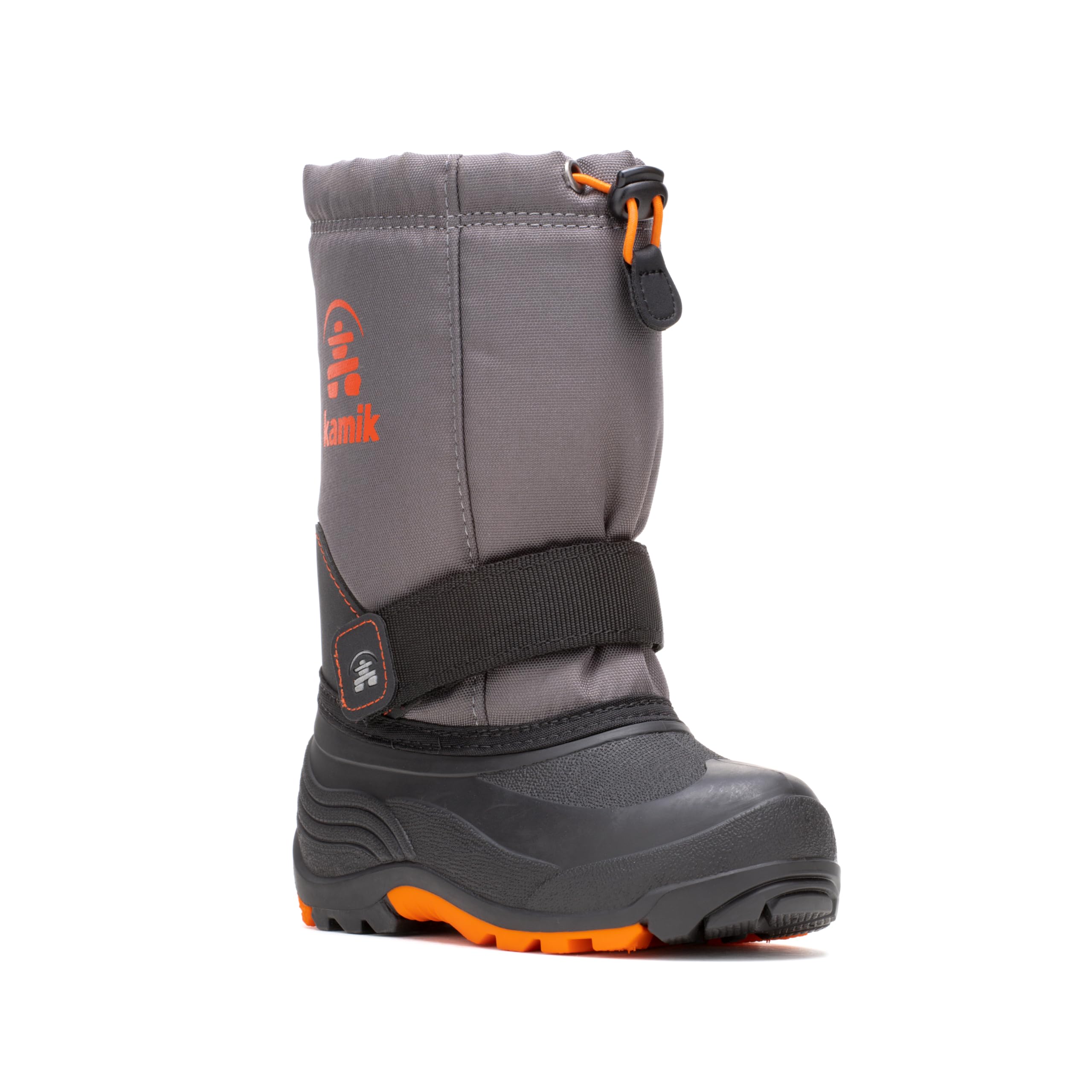 Kamik Kids Rocket Insulated Winter Boots,Charcoal/Flame,10T