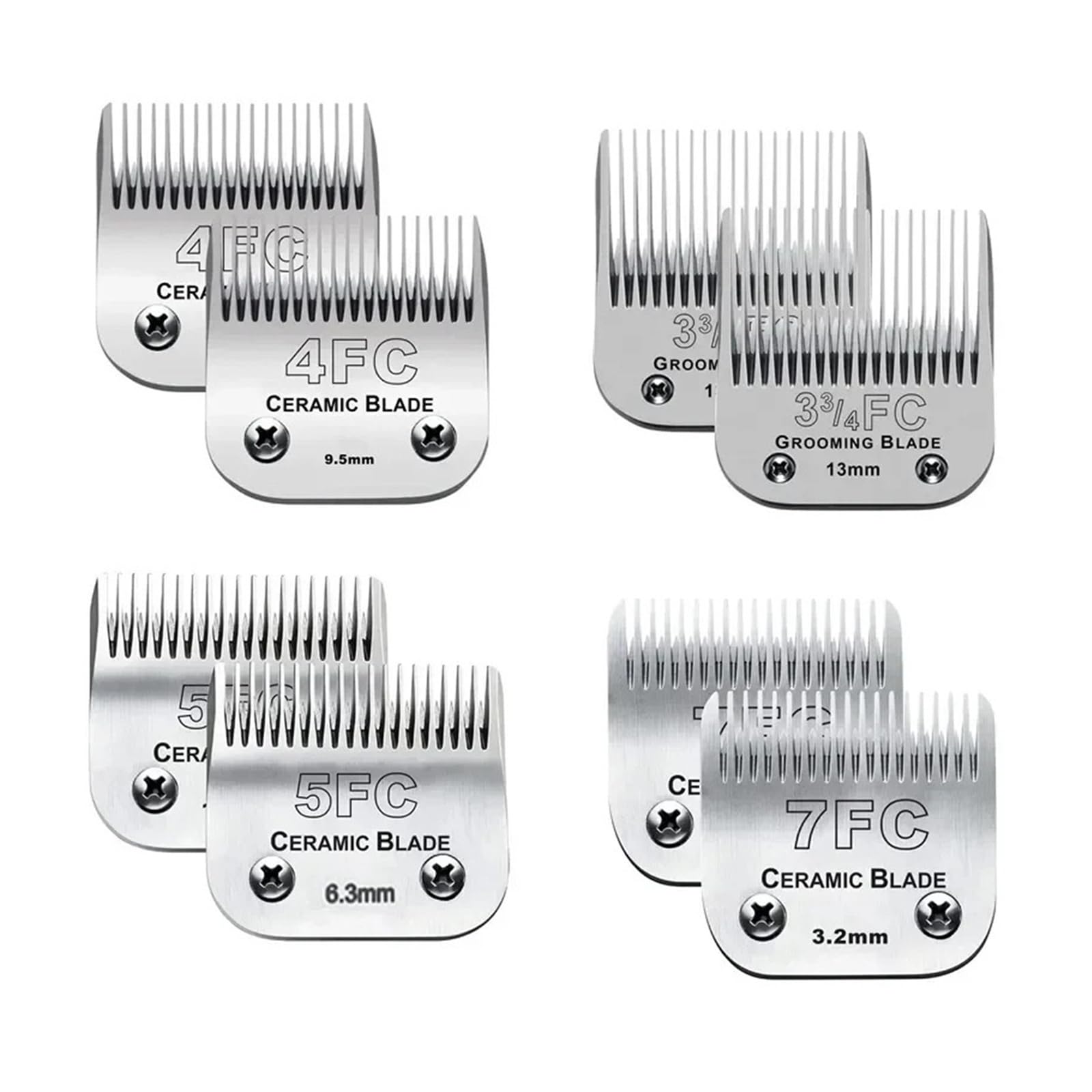 2Pack Detachable Dog Grooming Clipper Replacement Blades，Compatible For OSTER，Dog Clippers, Ceramic&Stainless Steel(2 pcs (9.5mm))