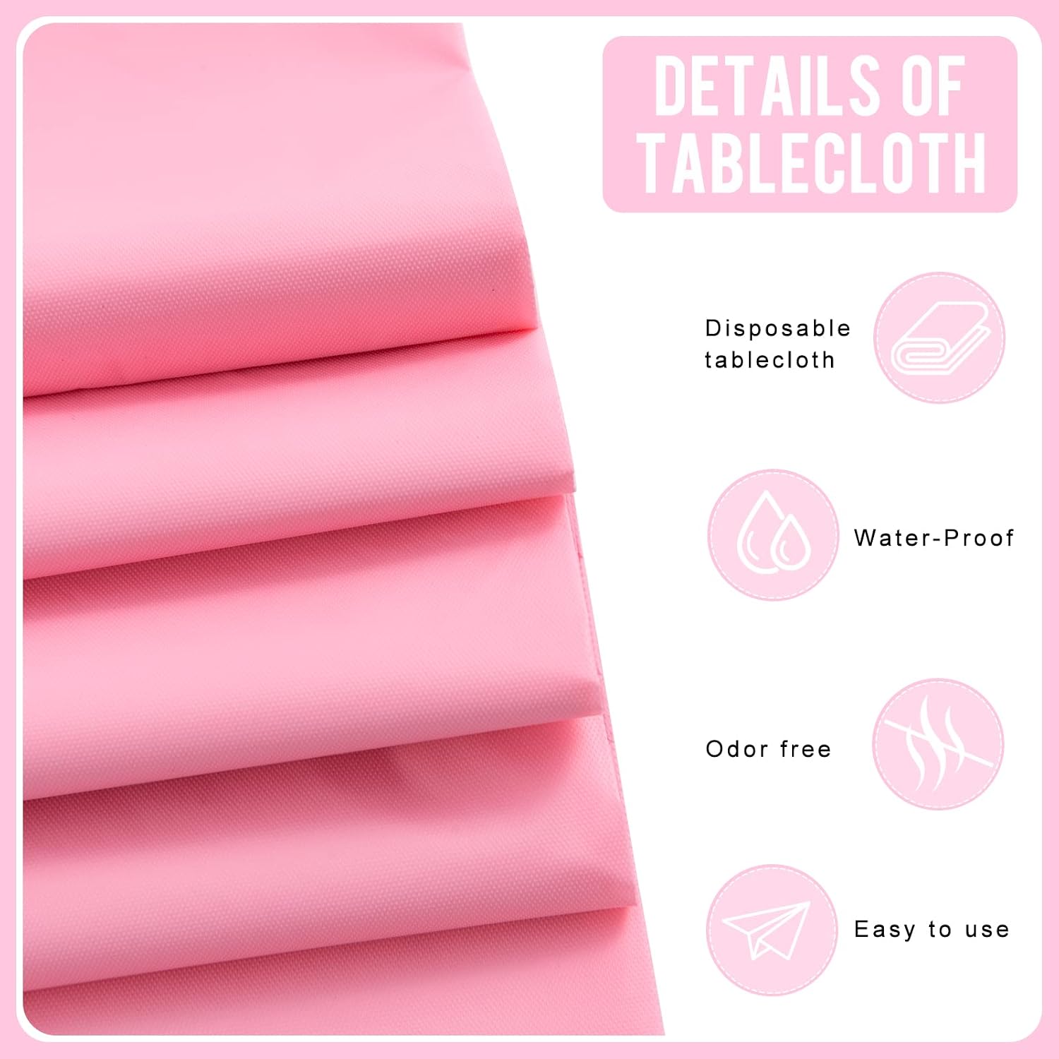Eleclassi Pink 6 Pack Premium Disposable Plastic Tablecloth 54 x 108 in - Plastic Table Cloth Disposable for Rectangle Table up to 8 Feet - Pink Rectangle Tablecloth image 3