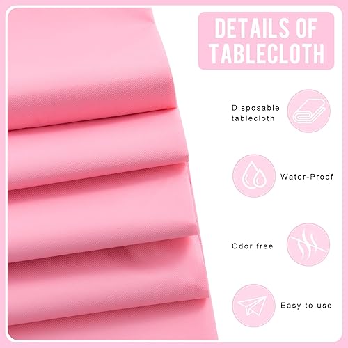 Miniatura 9 de Eleclassi Paquete de 6 manteles redondos de plástico desechables de alta calidad, manteles de plástico redondos de 84 pulgadas para fiestas, mantel