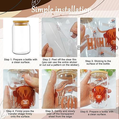 Miniatura 6 de Envoltura de Taza UV DTF - 20 Hojas de Envoltura de Taza UV Highland Cow UVDTF, Adhesivos de Girasol Uvdtf, Adhesivos de Transferencia