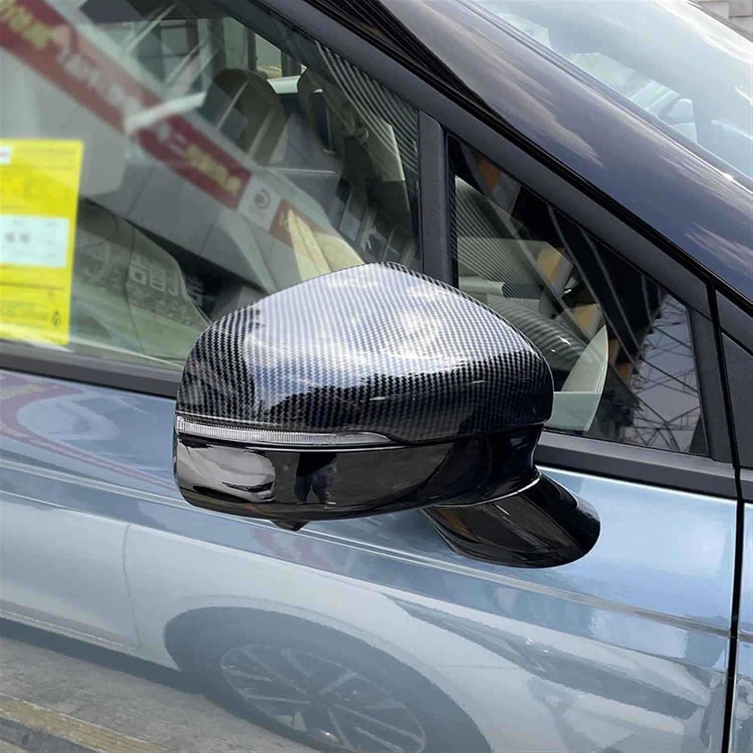 Compatible For Kia/Carnival/Sedona KA4 2021 2022 Rearview Side Mirror Cover Wing Cap Exterior Door Rear View Case Trim Carbon Fiber Look