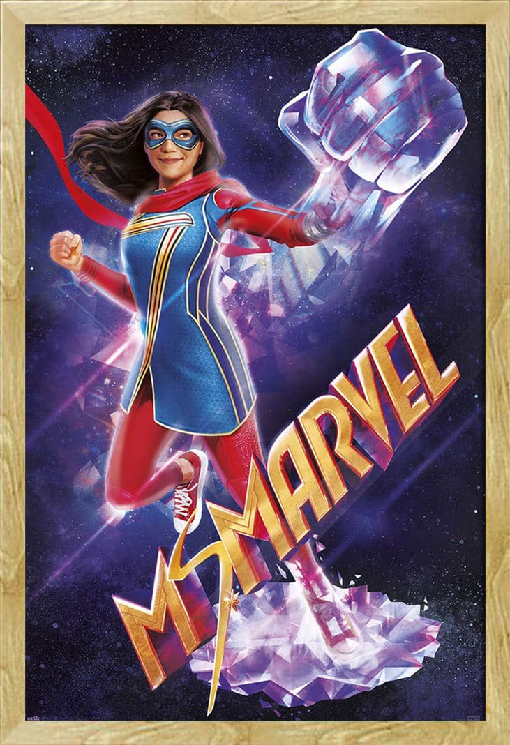 Marvel - Ms. Marvel Superhero, serie TV, dimensioni 61 x 91,5 cm + cornice intercambiabile, Shinsuke® Maxi MDF, vetro acrilico