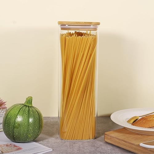 Miniatura 8 de Contenedores de almacenamiento de vidrio con tapas, juego de 3, tarros grandes de 74 onzas para despensa, barra de café, recipientes herméticos