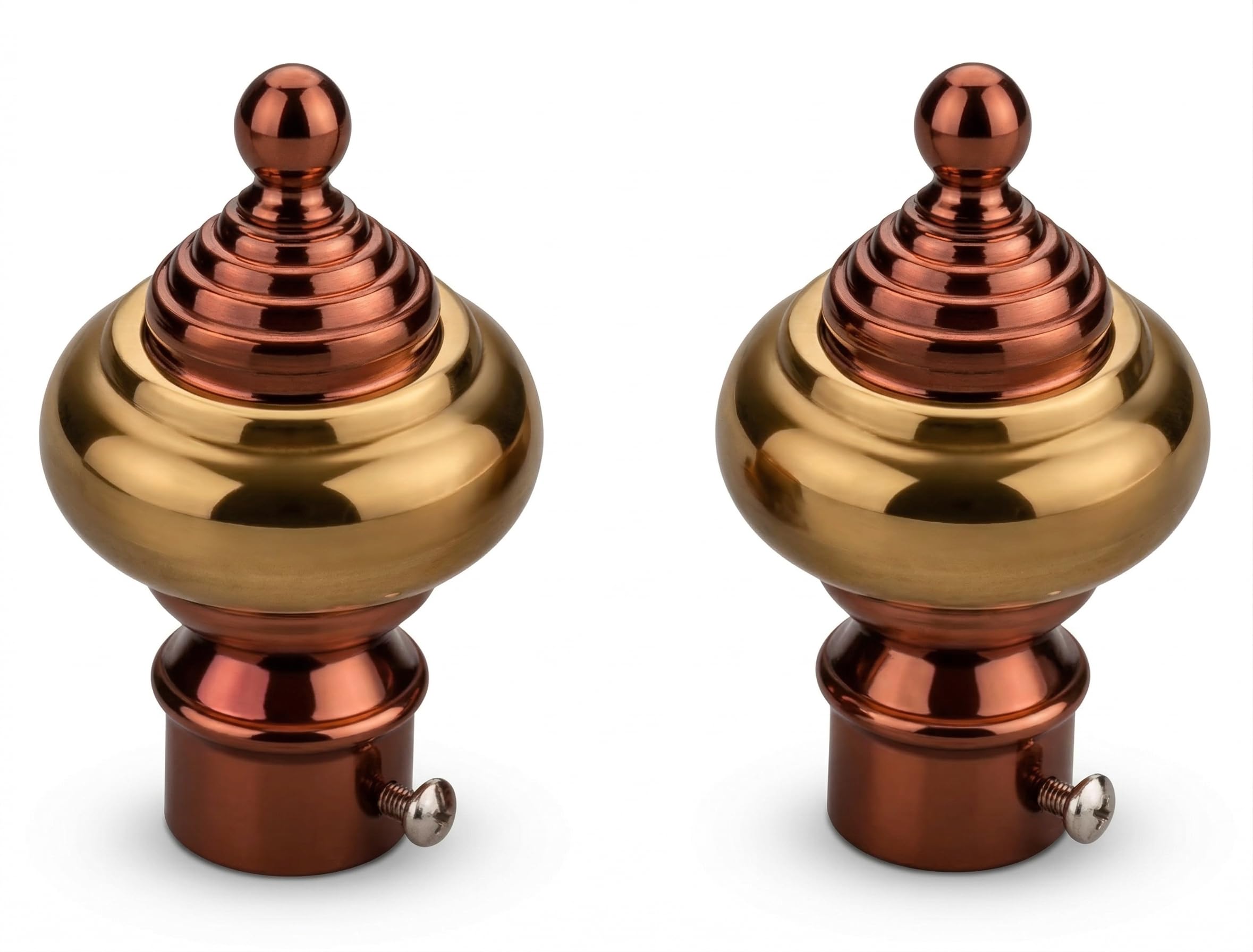 Premium Gold & Copper Curtain Rod Finials (Pack of 2) – Decorative Metal End Caps for Curtain Rods, Heavy Duty, Rust-Resistant, Easy Installation, Modern Home Decor Accessories (519 Maroon-Golden)-picture-21