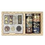 allydrew Decorative Gold Foil Washi Tape and Sticker Set for Stationery, Diary, Card Making (10 Rolls & 10 Sheets), Cranes Floral