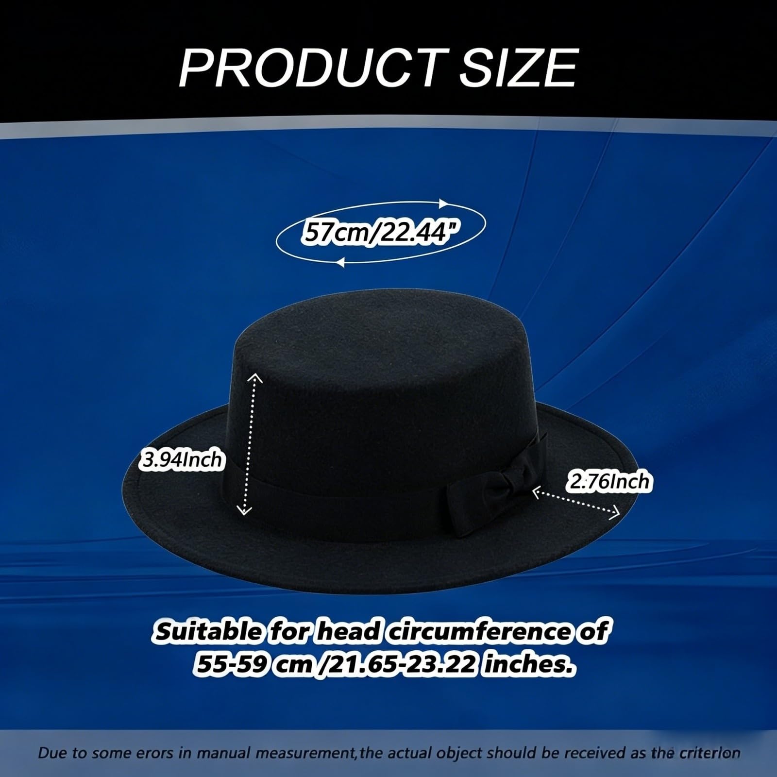 Chapeau Plat Unisexe Classique Noir Tendance Fedora d'église Derby Casquette élégante Jazz Chapeaux à Large Bord Casquette Derby Parfaite pour fête de Mariage