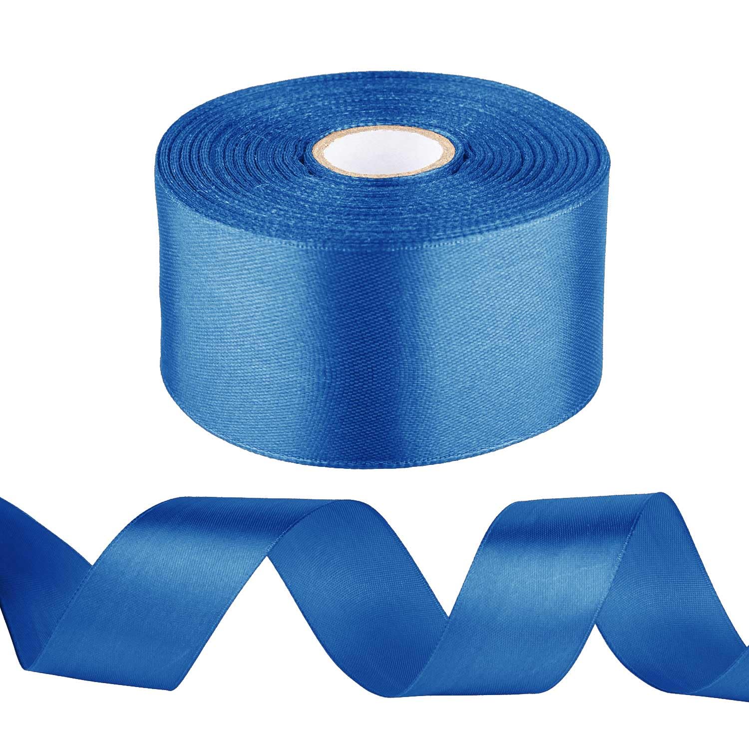 Photo 1 of 1-1/2 inch Blue Ribbon for Gift Wrapping, Satin Fabric Ribbon for Crafts, Christmas Tree, Valentines, Bows Bouquet, Floral, Hair Birthday Decoration 25 Yards