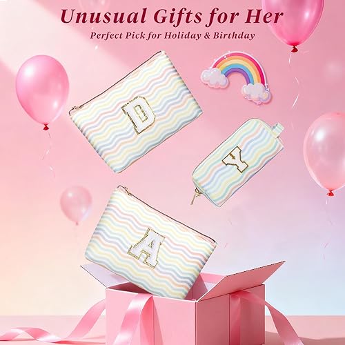 Miniatura 7 de Bolsa de maquillaje con inicial, bolsa de viaje personalizada para cosméticos, regalos de cumpleaños para niñas adolescentes de 4, 5, 6, 7, 8, 9,