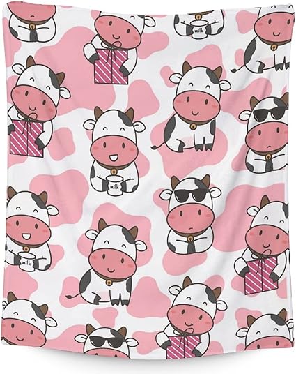 Cow Blanket Gifts - 50"x60" Cute Throw for Women, Girls - Pink Soft Fuzzy Blankets for Bed, Couch & Living Room