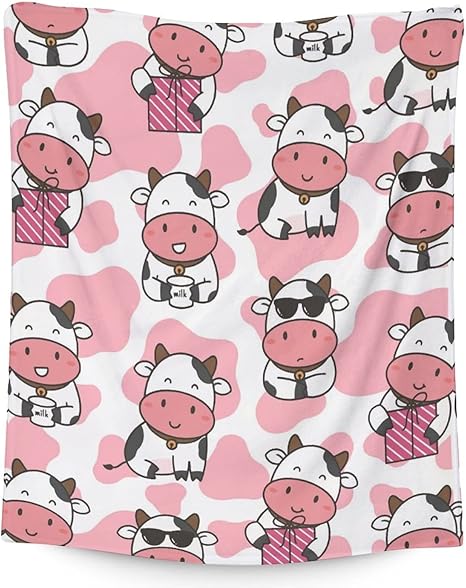 Cow Blanket Gifts - 50"x60" Cute Throw for Women, Girls - Pink Soft Fuzzy Blankets for Bed, Couch & Living Room
