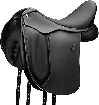 English Dressage Cow Leather with Full Covered Softie Horse Saddle 13" to 19" Black ST-ES-018