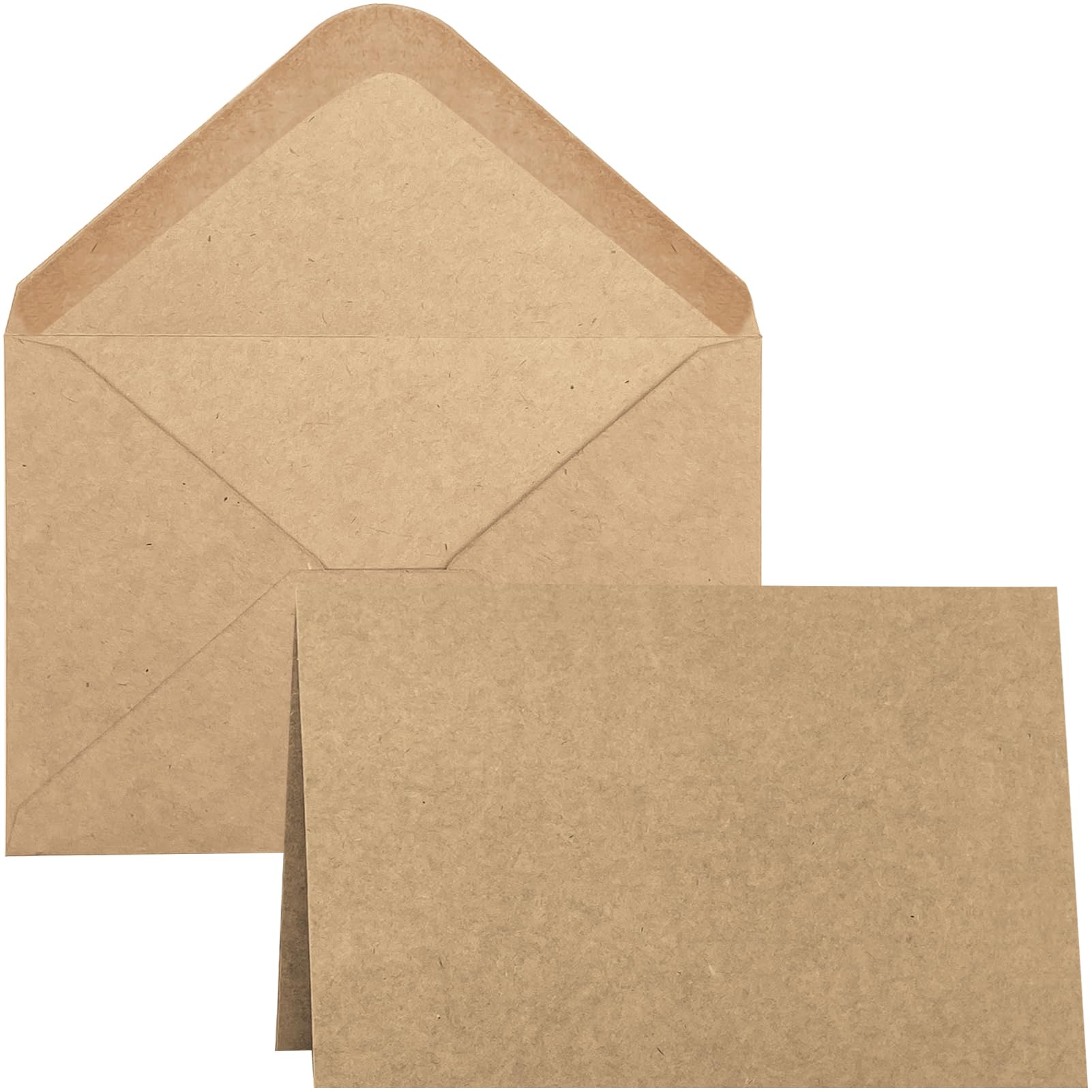 Zestaw 50 pustych kartek i kopert, 10 x 15 cm, brązowe, puste, kartki okolicznościowe i koperty, składany karton z kopertą do samodzielnego wykonania, kartka z podziękowaniami, zaproszeniami