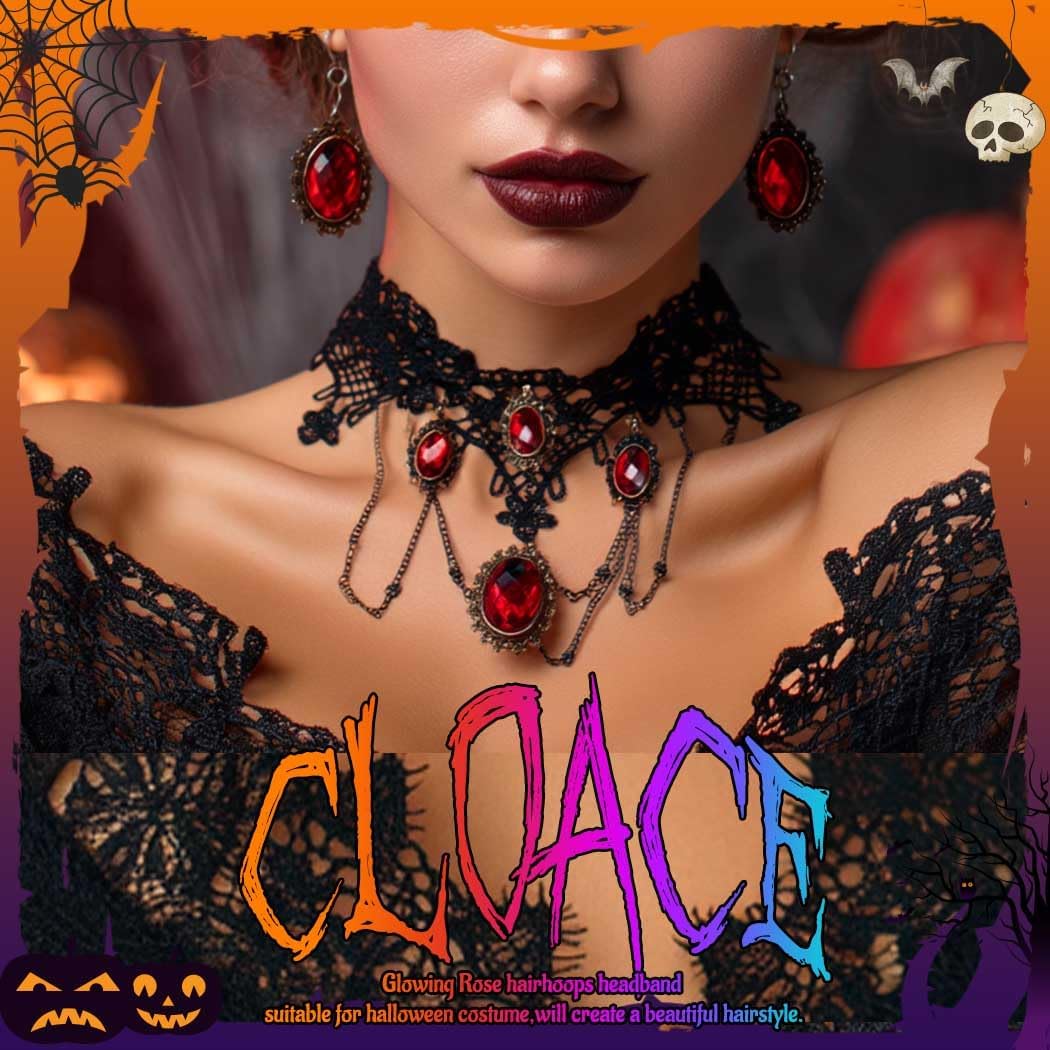 CLOACE Halloween Choker Necklace Crystal Pendant Gothic Necklaces Costume Jewelry for Women - Image 5
