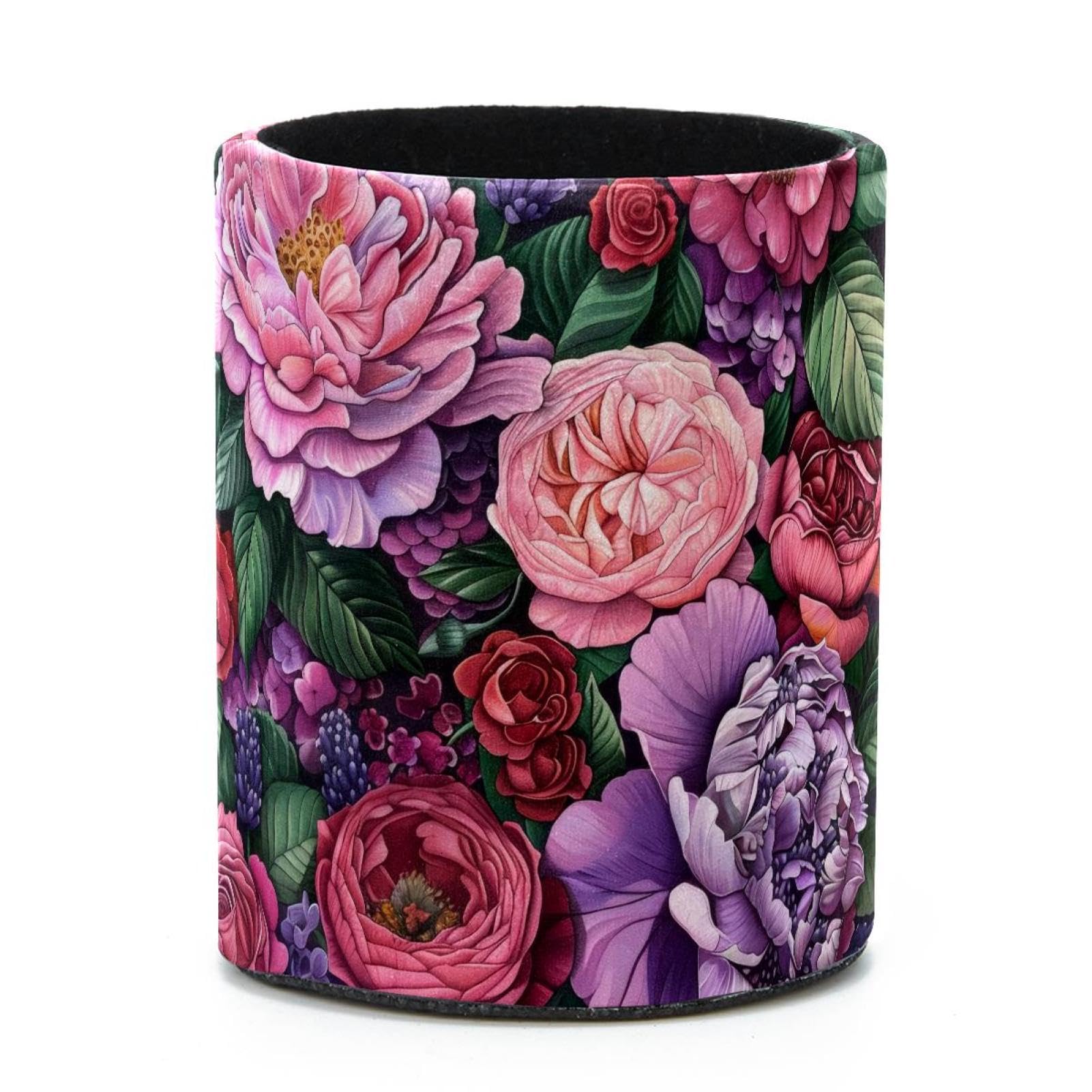 VAPOKF Round Pencil Holders for Desk, Lavender and Roses Pen Holders Pen Pot Makeup Brushes Storage Desktop Stationery Supplies Organiser for Home Office
