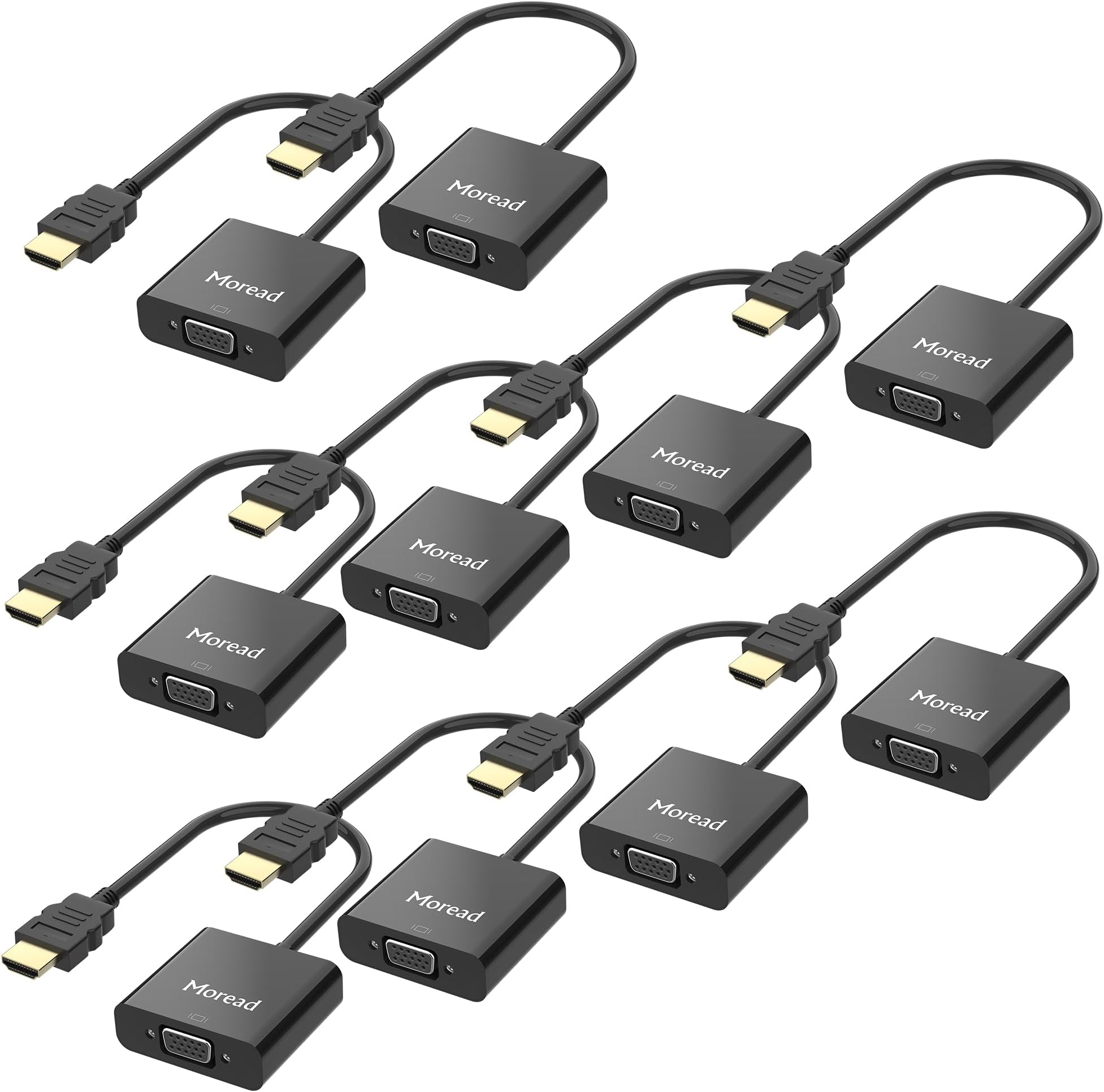 - Moread Gold-Plated Active HDMI to VGA Adapter, 10 Pack, Male to Female with Micro USB Power Cable & 3.5mm Audio Port Cable for PS4, MacBook Pro, Mac mini, Apple TV