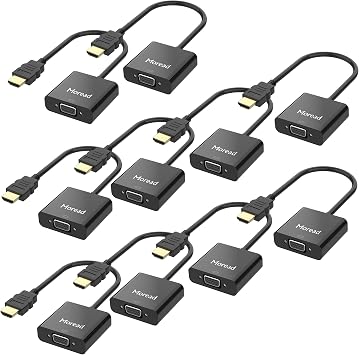 Moread Active HDMI to VGA Adapter with Audio, 10 Pack, Black