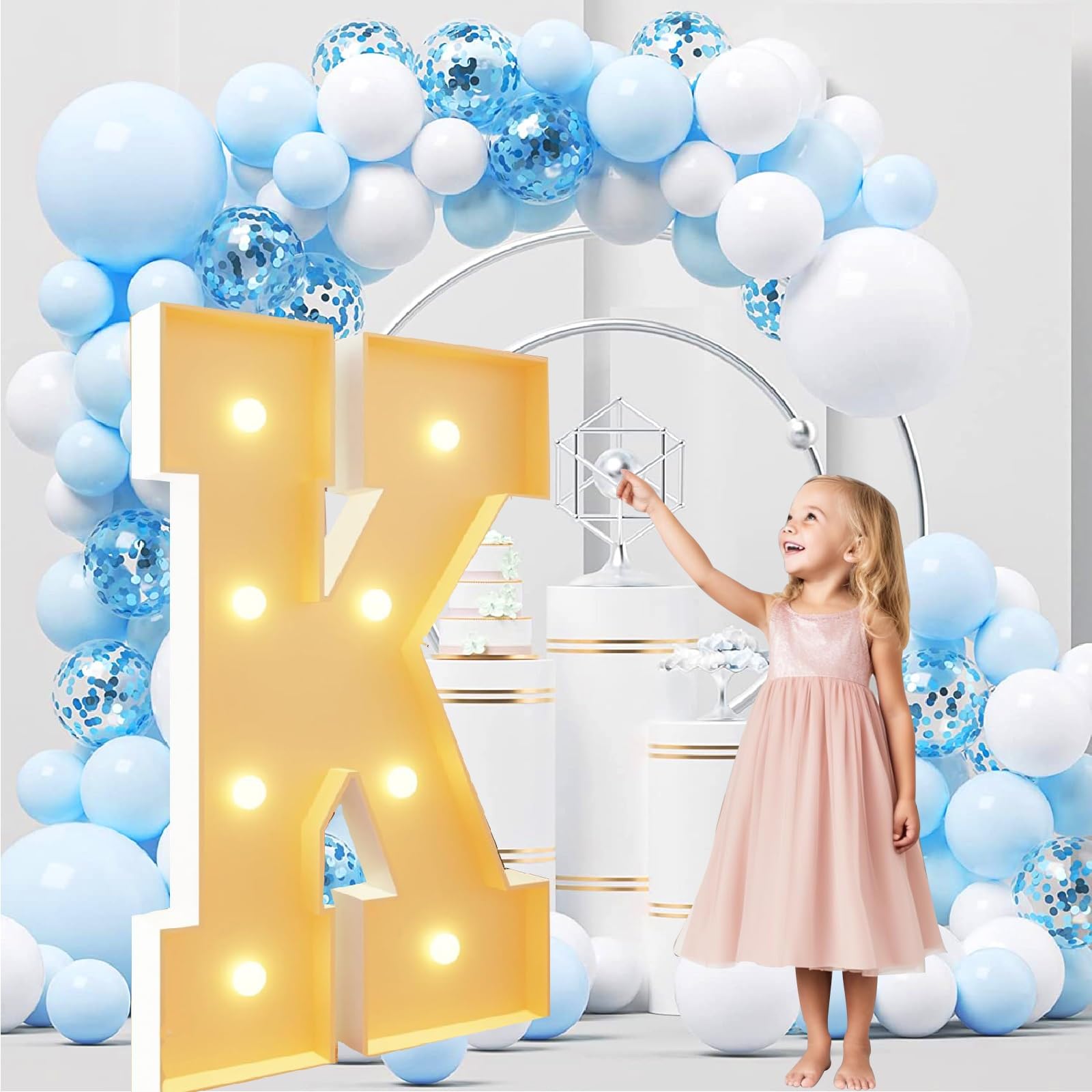 Letrero grande con letras de marquesina, letras gigantes iluminadas de 1,2 m, decoración for fiestas de bodas, compromisos, cumpleaños, baby showers, graduaciones y aniversarios.(Letter K,4ft)