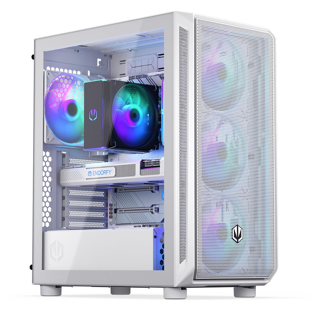 ENDORFY Arx 500 White ARGB, wentylator ARGB 4 x 140 mm w zestawie, ściana boczna z hartowanego szkła, wysoka kompatybilność z różnymi komponentami PC, EY2A018