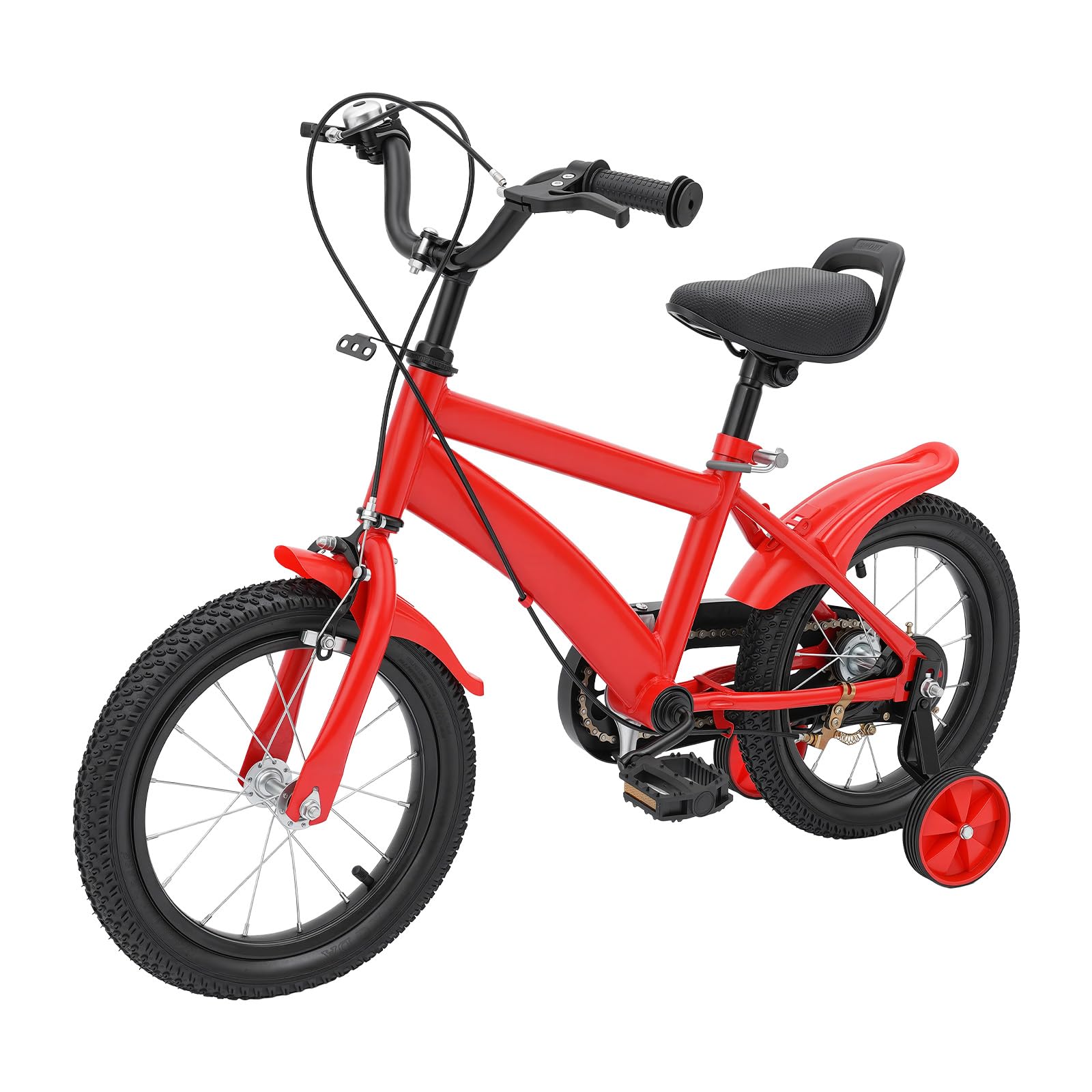 Perseavance 14 Inch Kids Bike with Training Wheels – Children's Bicycle for 3-6 Years, Adjustable Seat & Handlebars, Removable Stabilisers, Chain Guard & Mudguards – Ideal First Bike
