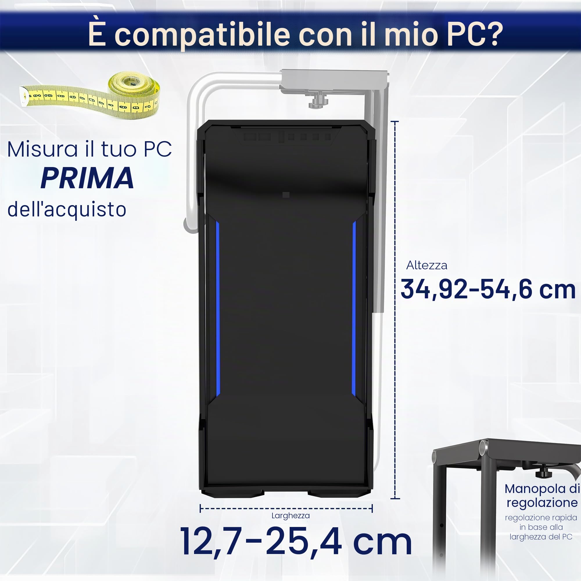 VIVO Supporto regolabile per PC da posizionare sotto la scrivania, supporto CPU per computer, supporta fino a 29,9 kg, MOUNT-PC04A