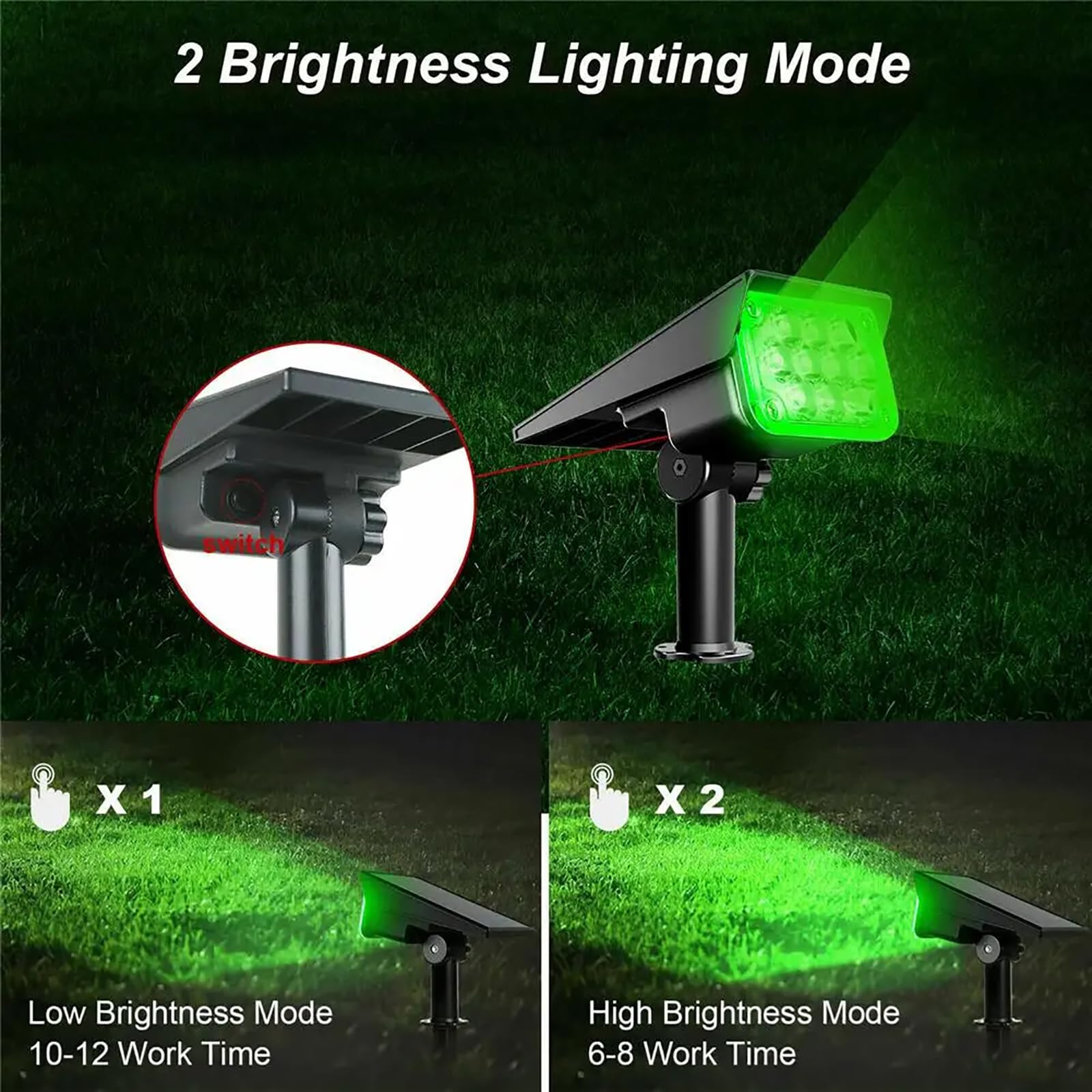 ZbOLi Confezione da 2 faretti solari a LED Impermeabili IP65 per Esterni, accensione/spegnimento Automatico da Incasso a Terra/Parete, per Giardino, Patio, vialetto, Stagno, terrazza