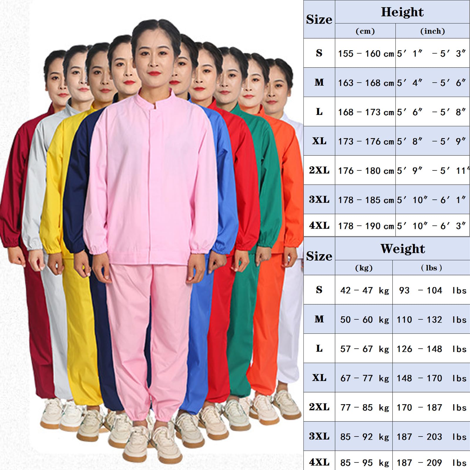 Combinaison À Manches Longues Fermeture À Glissière Combinaison De Travail, Vêtements De Travail Avec Poignet Élastique Et Poignets De Cheville, Chemise Et Pantalons