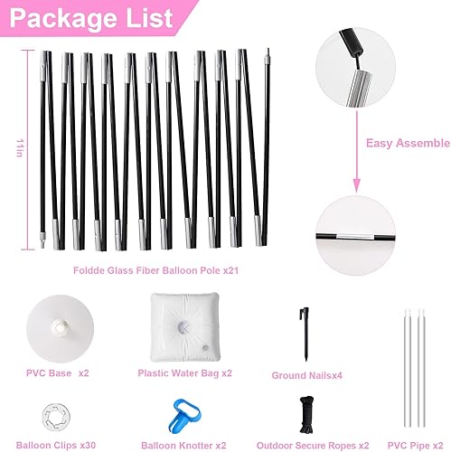 Miniatura 5 de Kit de arco de globos, marco de soporte de arco de globos de 7.4 pies con base para decoración de bodas, baby shower, fiestas de cumpleaños