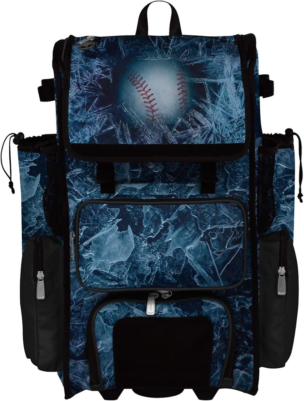 Boombah Rolling Superpack 2.0 Baseball/Softball Gear Bag - 23-1/2" x 13-1/2" x 9-1/2" - Frozen Black/White - Telescopic Handle - Holds 4 Bats - Wheeled Version