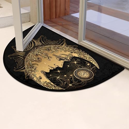 Miniatura 6 de Tapete bohemio de media luna creciente con mandala, 36 x 24 pulgadas, tapete para zapatos para entrada al aire libre, decoración de puerta delantera