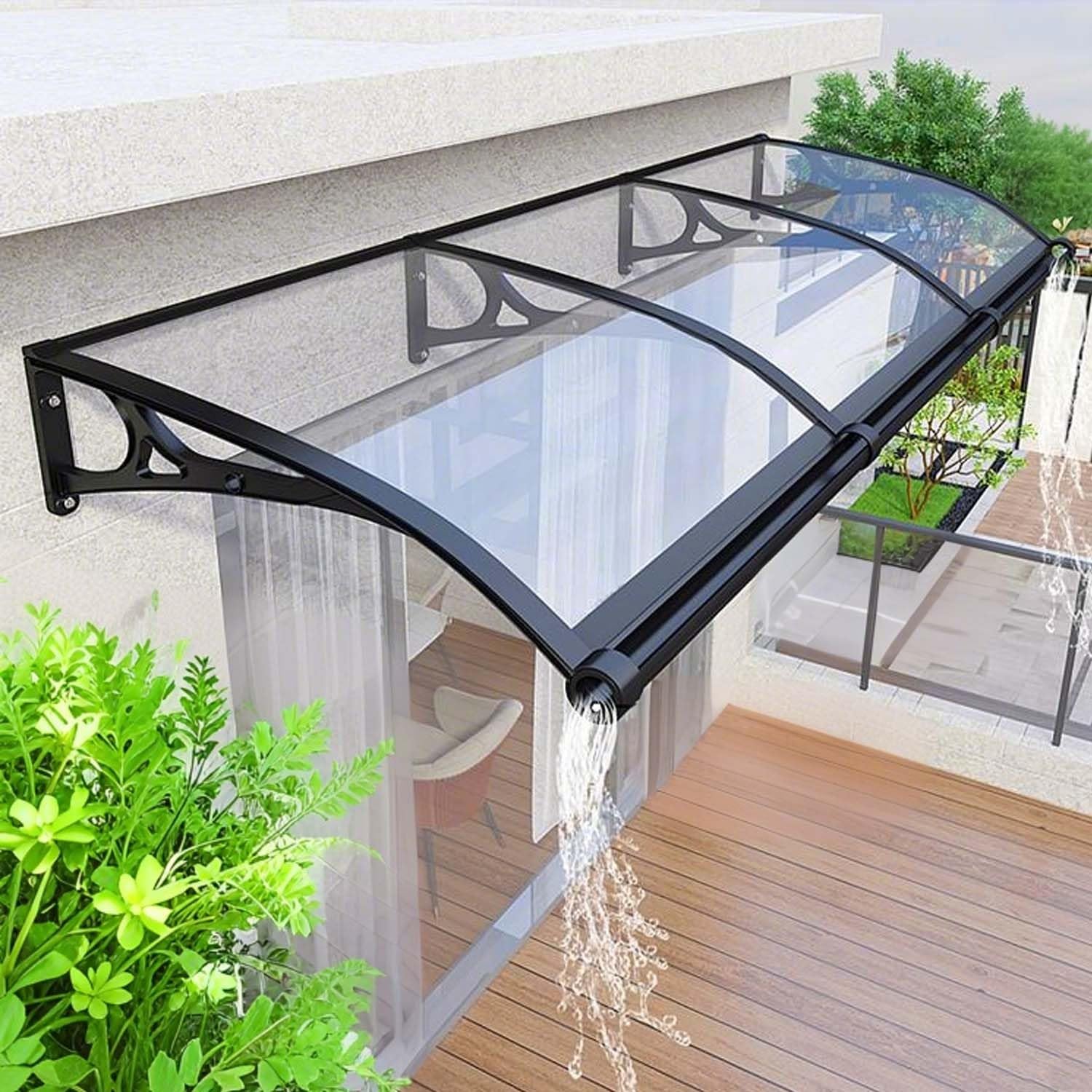 GJZQDKX Outdoor Door Awning Polycarbonate Window Canopy for Entrance UV/Rain/Snow Protection 24x28in to 47x228in SizesClear Awning for Patio & Porch