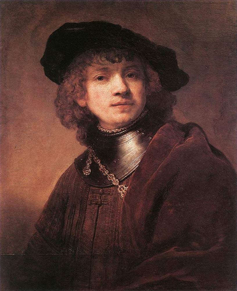 Amazon.co.jp: 21 枚の油絵 若い男の自画像 1634 年 レンブラント