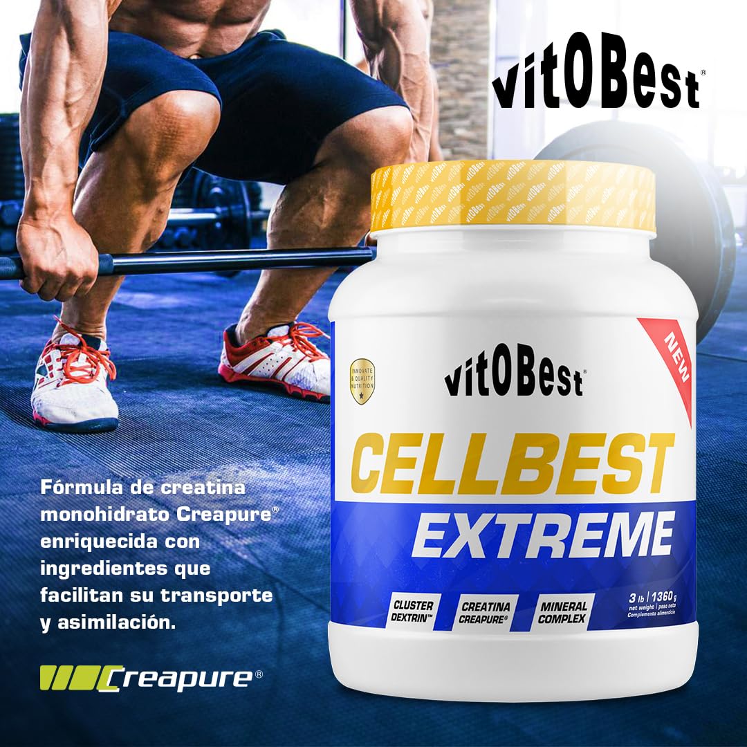 VITOBEST | Creatina Cellbest Extreme | Ideal en series de ejercicios breves de alta intensidad | Contribuye a mejorar la asimilación de la creatina en el músculo | Sabor Limón - 1,3 kg