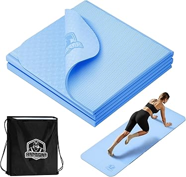 HAPBEAR Foldable Yoga Mat - 72"x24"x0.24" 6mm, Non-Slip TPE Exercise Mat for Home Workout, Yoga, Pilates,Stretching, Travel, Durable & Eco-Friendly, Includes Carry Bag