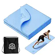 HAPBEAR Foldable Yoga Mat - 72"x24"x0.24" (6mm), Non-Slip TPE Exercise Mat for Home Workout, Yoga, Pilates,Stretching, & Travel, Durable & Eco-Friendly, Includes Carry Bag