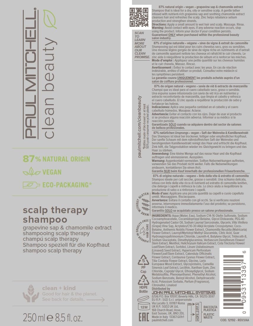 Paul Mitchell Clean Beauty Scalp Therapy Shampoo, Gently Cleanses + Refreshes All Hair Types, Especially Dry, Oily + Sensitive Scalps