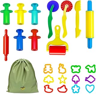 APOMOONS Playdough Tools and Cutters, 23 PCS Play Dough Tools Rollers Cutters Extruders Kit Smart Clay Playdough Accessories for Kids Toy Girls Boy Gifts
