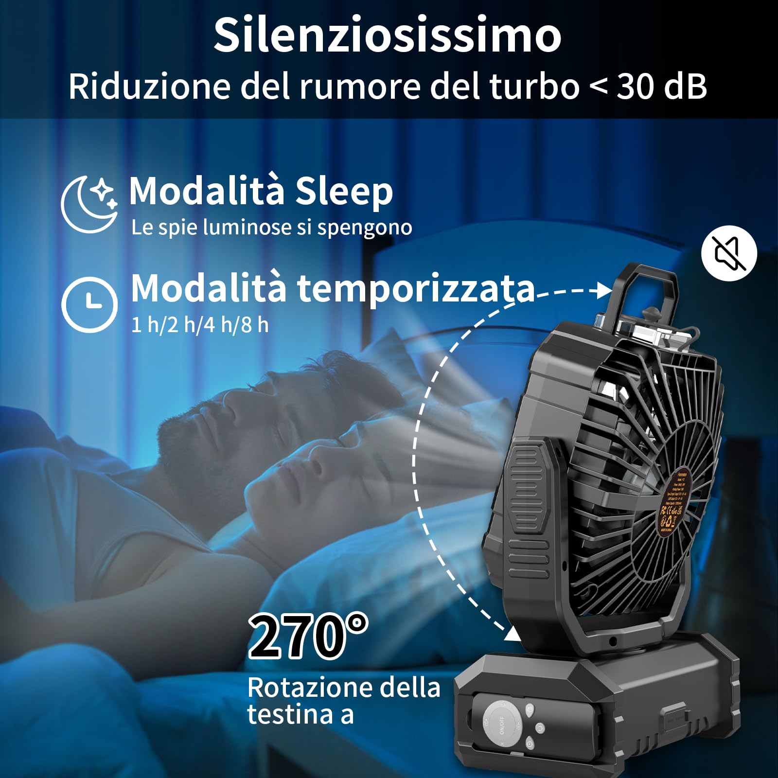 Ventilatore da Campeggio Portatile 20000mAh con Nebulizzatore e Luce LED – Ricaricabile, con Gancio e Telecomando, Ideale per Esterno, Tenda e Spiaggia - Nero | Ricaricabile,con Luce LED,con Gancio e Telecomando, Ideale per Esterno, Tenda e Spiaggia