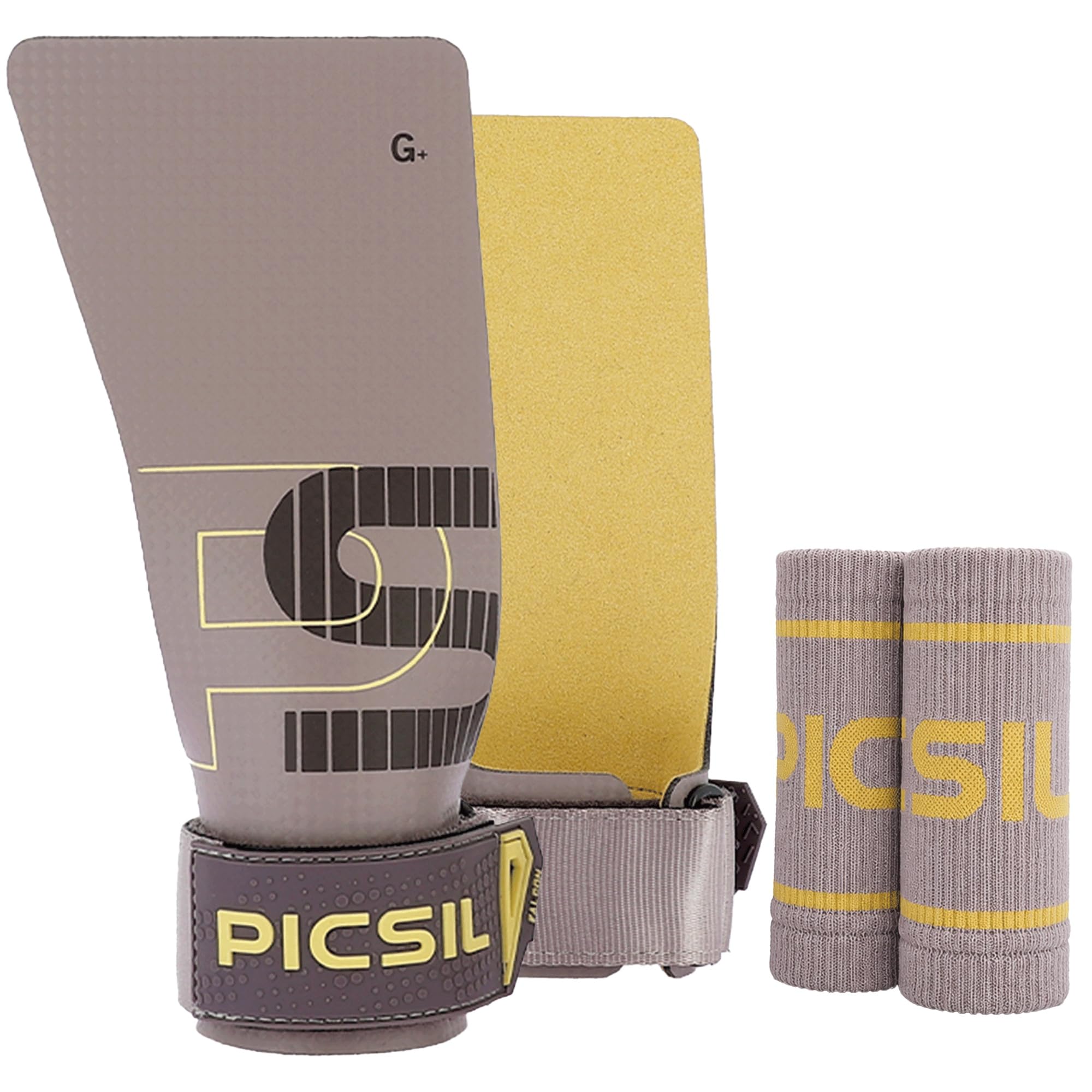 PICSIL Falcon Grips – Fibre de Carbone, Usage avec Magnésie | Double couche fibre de carbone pour adhérence optimale avec magnésie. Inclut 2 bandeaux poignets et sac de transport léger.