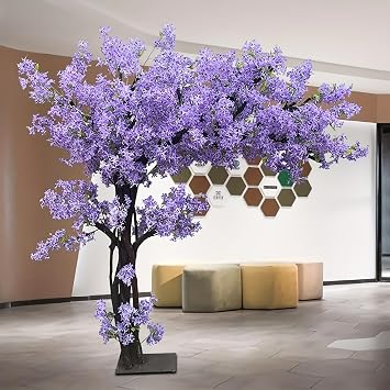 Artificial Cherry BlossomTrees, Handmade Large Purple Wishing Fake Tree Plants Indoor Outdoor Home Office Party Wedding 1.7m/5.5Ft High Extending 1.4m /4.59Ft