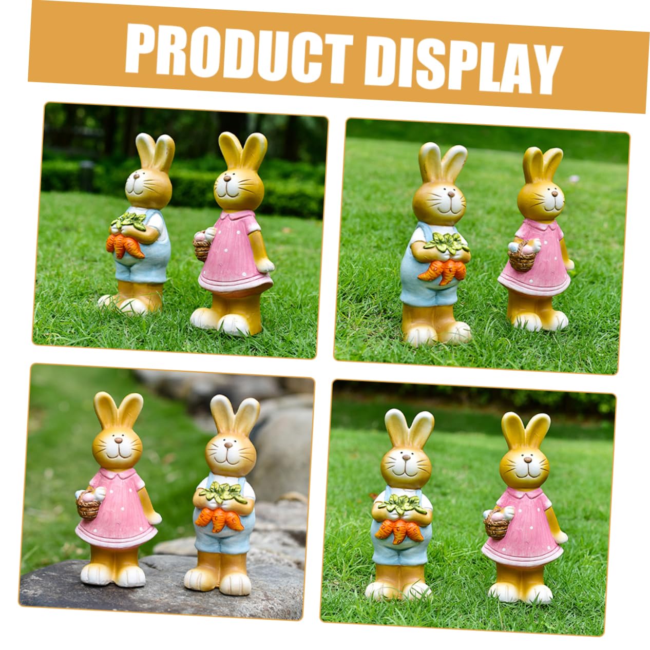VOSAREA 2pièces Statue De Lapin De Jardin Figurine De Lapin pour Décoration Intérieure Et Extérieure Ornements Créatifs