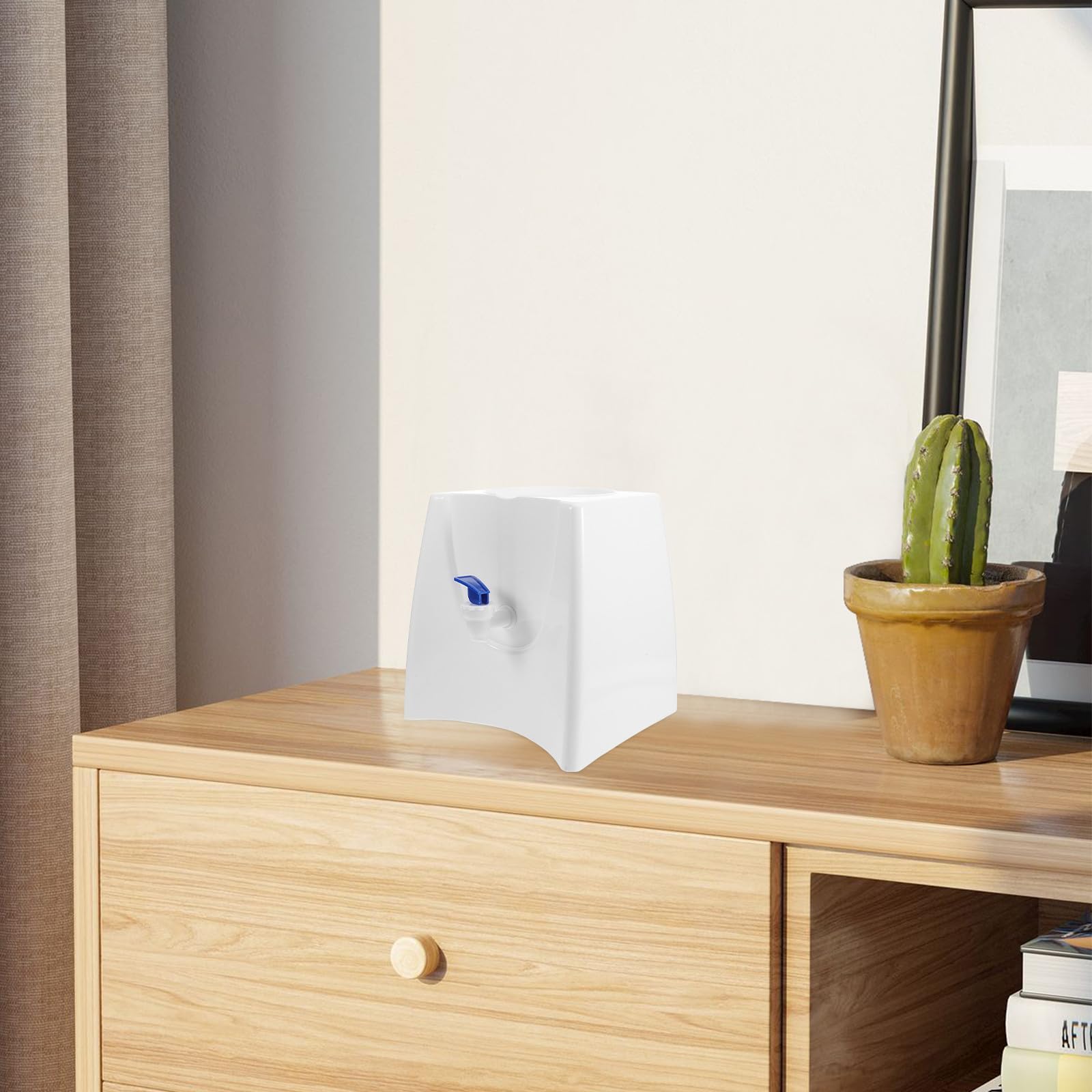 Mini Dispensador de Agua Fría de Sobremesa Compacto y Resistente de Plástico Blanco para Uso en Hogar y Exterior Soporte para Botella y Grifo Fácil