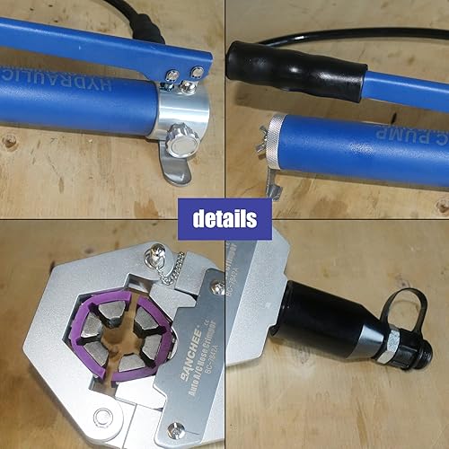 Miniatura 6 de BANCHEE Herramienta de prensado de manguera hidráulica Herramienta de crimpado de CA para accesorios de manguera de púas y cuentas, reparación de