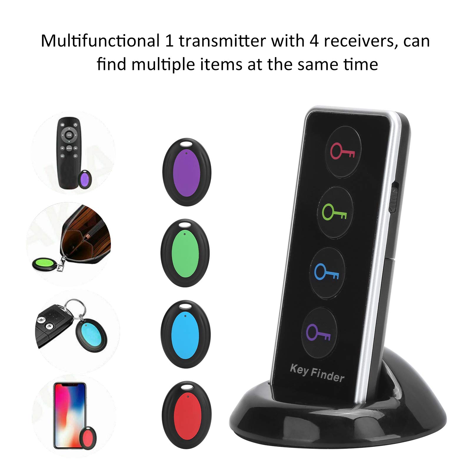 Détecteur De Clés, 1 émetteur + 4 Récepteurs, Portée 30 M Avec Lampe Torche Led Pour Cles Portefeuille Telephone Et Animaux 97043786