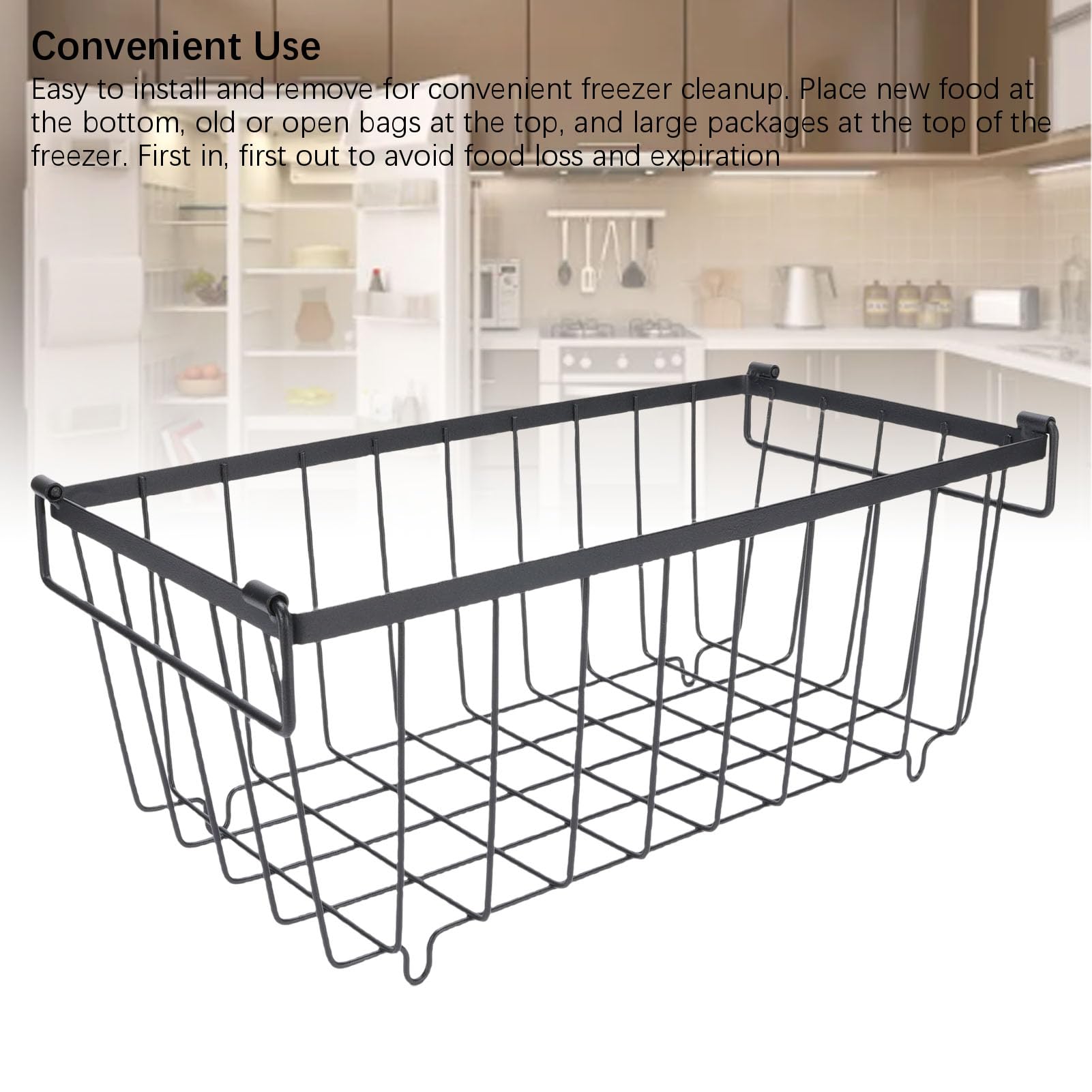 Ausla Cestas de Almacenamiento del Congelador en el Pecho, Organizador de Alimentos de Alambre de Metal, 37 X 18 X 15.5cm / 14.6 X 7.1 X 6.1in, Conjunto de 4